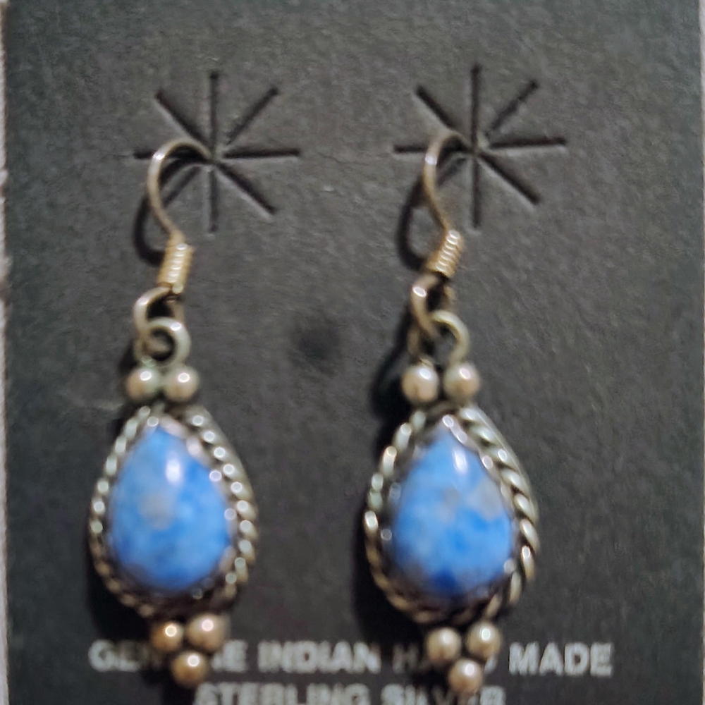 Artisan Blue Silver Dangling Earrings